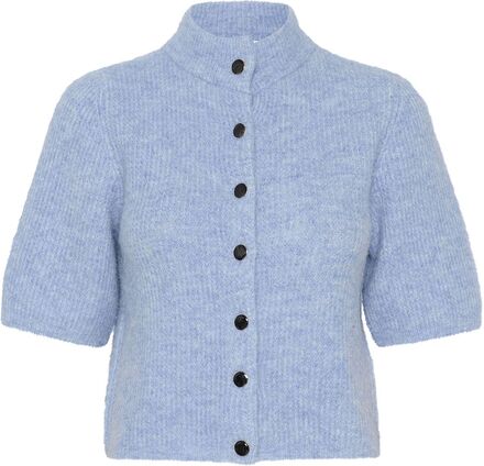 Alphagz Ss Short Cardigan Tops Knitwear Cardigans Blue Gestuz