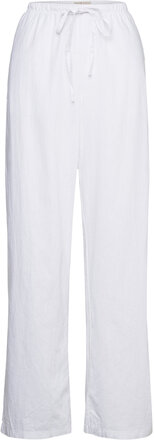 Linen Blend Trousers Bottoms Trousers Linen Trousers White Gina Tricot