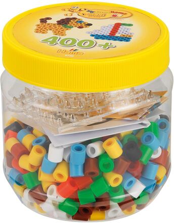 Hama Maxi Beads Tub 400 Pcs Yellow Lid Toys Creativity Drawing & Crafts Craft Pearls Multi/mønstret Hama*Betinget Tilbud