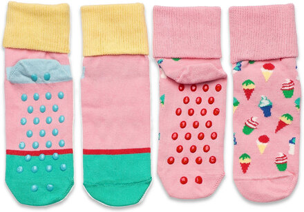 2-Pack Kids Ice Cream Anti-Slip Socks Strømper Non-slip Multi/patterned Happy Socks