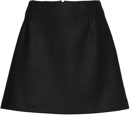 Women Mini Skirt Light Pressed Wool Kort Skjørt Svart Harris Wharf London*Betinget Tilbud