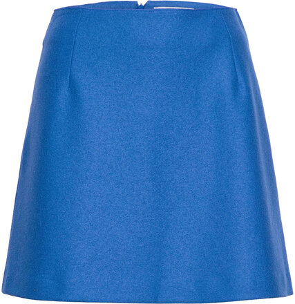 Women Mini Skirt Light Pressed Wool Kort Nederdel Blue Harris Wharf London