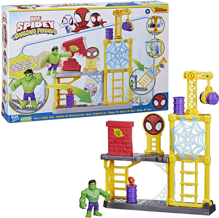 Marvel Spidey And His Amazing Friends Hulk’s Smash Yard Toys Playsets & Action Figures Play Sets Multi/mønstret Marvel*Betinget Tilbud