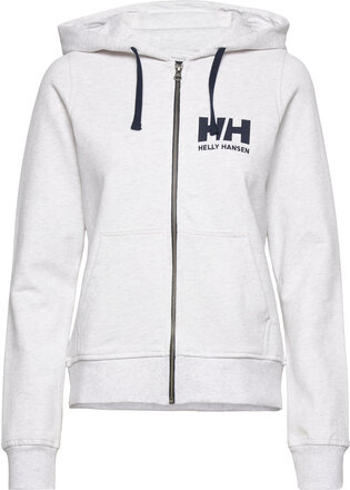 W Hh Logo Full Zip Hoodie Hettegenser Genser Hvit Helly Hansen*Betinget Tilbud