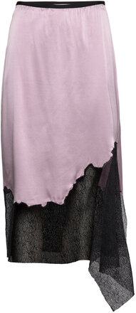 Lace Skirt.str Silk Knälång Kjol Multi/patterned Helmut Lang