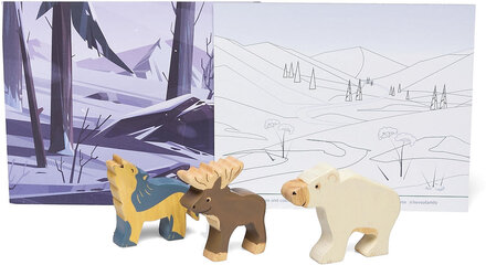 Rubberwood Animals, Arctic Toys Playsets & Action Figures Wooden Figures Multi/patterned HEVEA