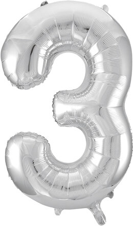 Foil Balloon Number 3 Silver 86 Cm Home Kids Decor Party Supplies Silver Joker