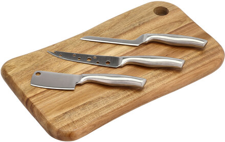 Ostebræt Med 3 Knive Home Tableware Cutlery Cheese Knives Silver Holm
