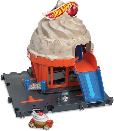 City Downtown Ice Cream Swirl Playset Toys Toy Cars & Vehicles Race Tracks Multi/mønstret Hot Wheels*Betinget Tilbud