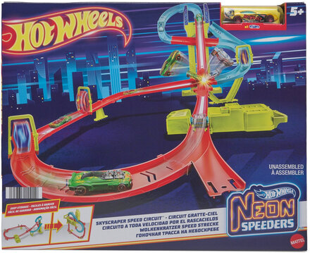 Action Neon Speeders Skyscraper Speed Circuit Track Set Toys Toy Cars & Vehicles Race Tracks Multi/patterned Hot Wheels