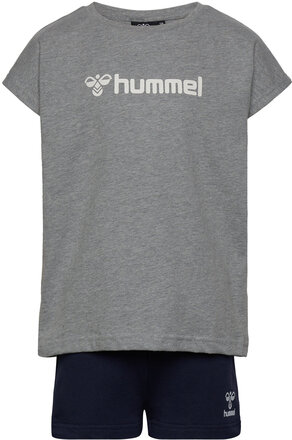 Hmlnova Shorts Set Sport Sets With Short-sleeved T-shirt Grey Hummel