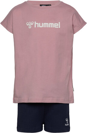 Hmlnova Shorts Set Sets Sets With Short-sleeved T-shirt Rosa Hummel*Betinget Tilbud