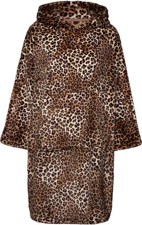 Poncho Flannel Fleece Leopard Morgonrock Brown Hunkemöller