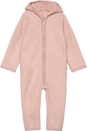 Pram Suit Ears Cot. Fleece Outerwear Fleece Outerwear Fleece Suits Pink Huttelihut