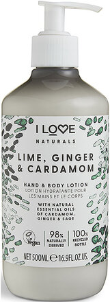 I Love Naturals Hand & Body Lotion Lime, Ginger & Cardamon 500Ml Creme Lotion Bodybutter Nude I LOVE