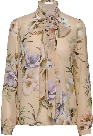 Peony Blouse Bluse Langermet Beige Ida Sjöstedt*Betinget Tilbud