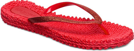 Flipflop With Glitter Shoes Summer Shoes Sandals Rød Ilse Jacobsen*Betinget Tilbud