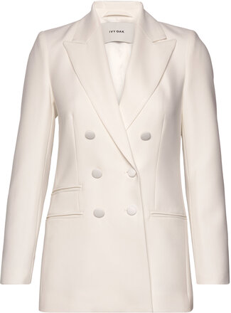 Double Breasted Tuxedo Blazers Double Breasted Blazers White IVY OAK