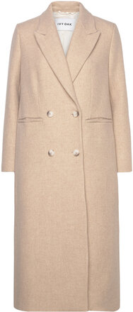 Double Breasted Boxy Coat Outerwear Coats Winter Coats Beige IVY OAK