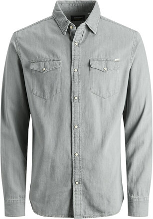 Jjesheridan Shirt L/S Noos Tops Shirts Casual Grey Jack & J S
