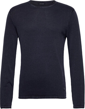 Jjeleo Knit Crew Neck Noos Strikkegenser M. Rund Krage Marineblå Jack & J S*Betinget Tilbud