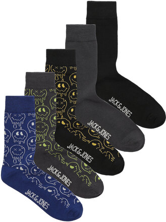 Jacmelted Smile Socks 5 Pack Underwear Socks Regular Socks Grey Jack & J S