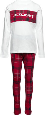 Jactrain Lw Pants And Ls Tee Jnr New Pyjamas Set White Jack & J S