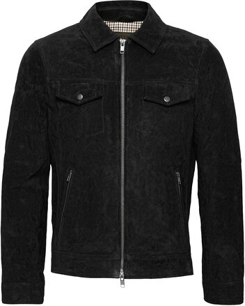 Ben Suede Shirt Jacket Skinnjakke Skinnjakke Svart Jofama*Betinget Tilbud