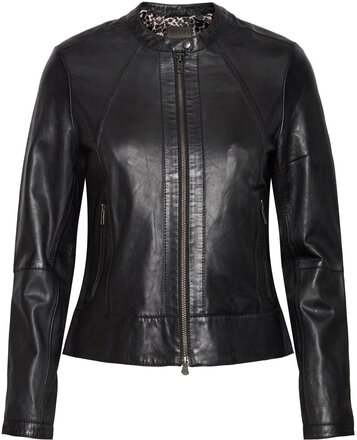 Diora Classic Leather Jacket Skinnjakke Skinnjakke Svart Jofama*Betinget Tilbud