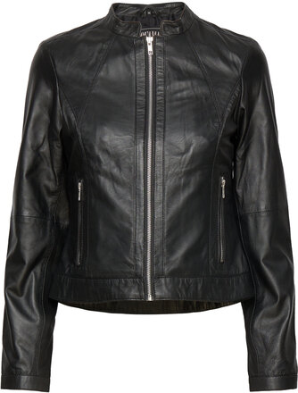 Ariel Classic Leather Jacket Læderjakke Skindjakke Black Jofama