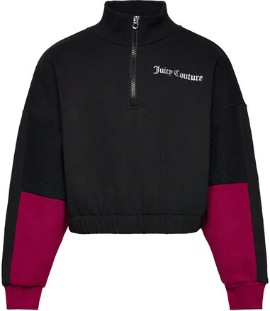 Boxy Crop Quarter Zip Funnel Tops Sweat-shirts & Hoodies Sweat-shirts Black Juicy Couture
