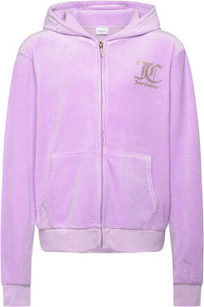 Juicy Velour Zip Through Hoodie Tops Sweat-shirts & Hoodies Hoodies Purple Juicy Couture