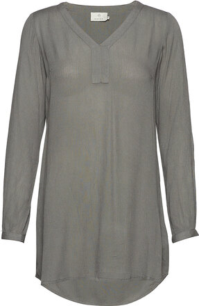 Amber V-Neck Tunic Tops Tunics Grey Kaffe