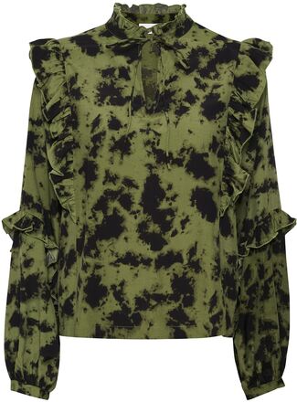 Kalinkakb Blouse Tops Blouses Long-sleeved Green Karen By Simonsen