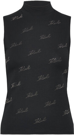 Sleevless Rhinest Top Designers T-shirts & Tops Sleeveless Black Karl Lagerfeld
