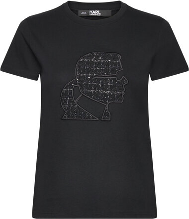 Boucle Profile T-Shirt Designers T-shirts & Tops Short-sleeved Black Karl Lagerfeld