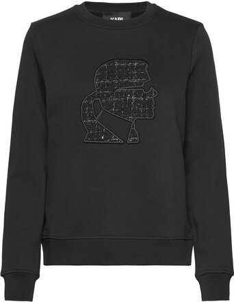 Boucle Profile Sweatshirt Designers Sweatshirts & Hoodies Sweatshirts Black Karl Lagerfeld