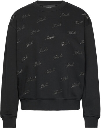 Rhinest Karl Sweatshirt Designers Sweatshirts & Hoodies Sweatshirts Black Karl Lagerfeld
