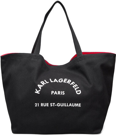 K/Rue St Guillaume Canvas Tote Designers Shoppers Black Karl Lagerfeld