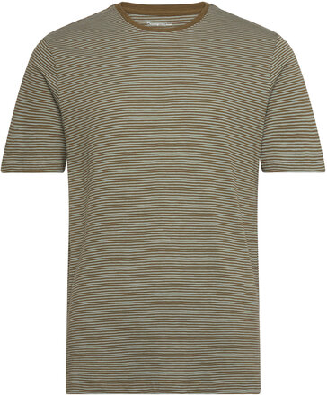 Regular Striped Basic Tee - Gots/Ve Tops T-shirts Short-sleeved Green Knowledge Cotton Apparel