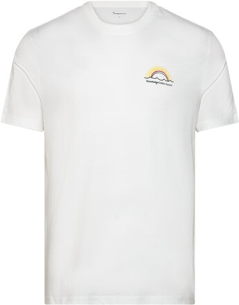 Regular Fit Single Jersey Sunset Ch Tops T-Kortærmet Skjorte White Knowledge Cotton Apparel