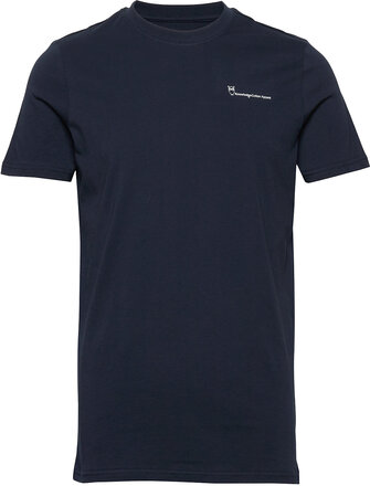 Regular Trademark Chest Print T-Shi T-shirts Short-sleeved Marineblå Knowledge Cotton Apparel*Betinget Tilbud