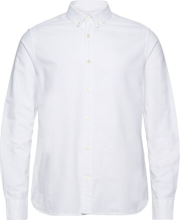 Harald Small Owl Oxford Regular Fit Tops Shirts Casual White Knowledge Cotton Apparel