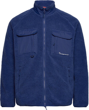 Over D Raglan Teddy Polyester Zi Tops Sweatshirts & Hoodies Fleeces & Midlayers Blue Knowledge Cotton Apparel