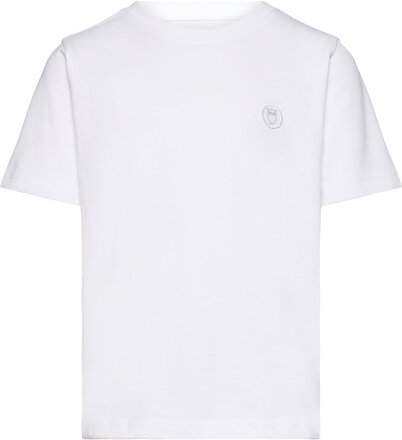Regular Fit Badge T-Shirt - Gots/Ve Tops T-shirts Short-sleeved White Knowledge Cotton Apparel