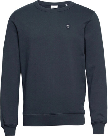 Basic Badge Sweat - Gots/Vegan Sweat-shirt Genser Blå Knowledge Cotton Apparel*Betinget Tilbud