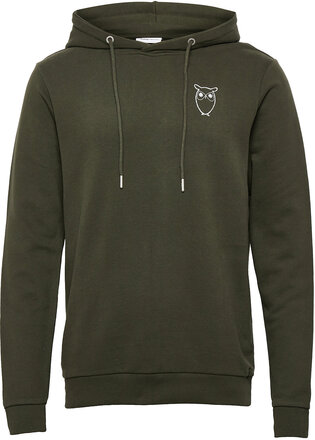 Elm Hood Small Print Owl Sweat - Go Hettegenser Genser Grønn Knowledge Cotton Apparel*Betinget Tilbud