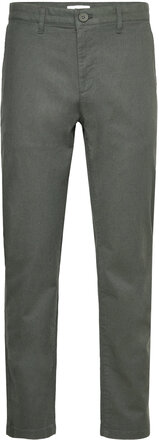Luca Slim Flannel Chino - Gots/Vega Bottoms Trousers Chinos Khaki Green Knowledge Cotton Apparel