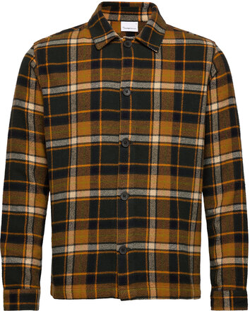 Big Checked Heavy Flannel Overshirt Tops Overshirts Multi/patterned Knowledge Cotton Apparel