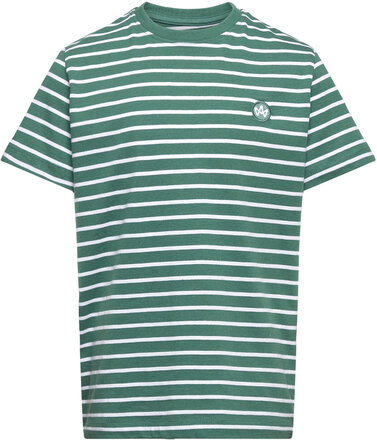 Timmi Kids Organic/Recycled Striped T-Shirt Tops T-shirts Short-sleeved Green Kronstadt